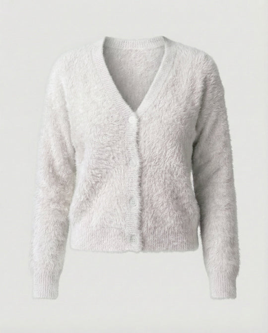 Strickjacke Damen kuschelig mit V-Ausschnitt und Knopfdetails