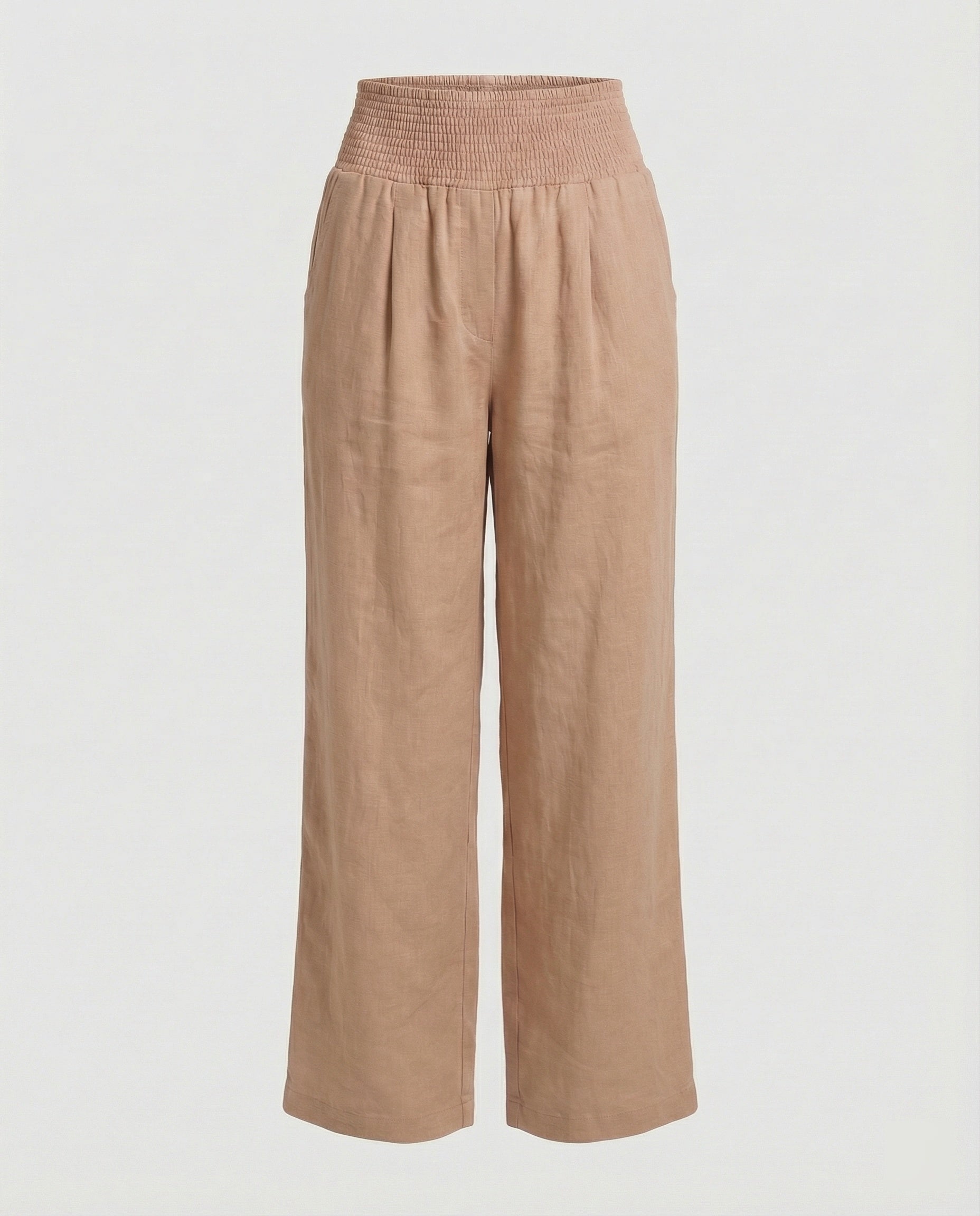 Damen Luftige Leinenhose mit elastischem Bund und Weitschnitt