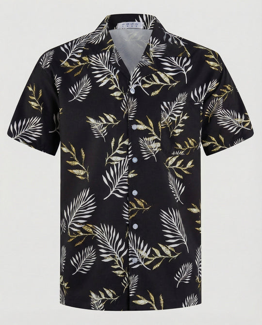 Kurzarm Hawaiihemd Herren Palmenprint