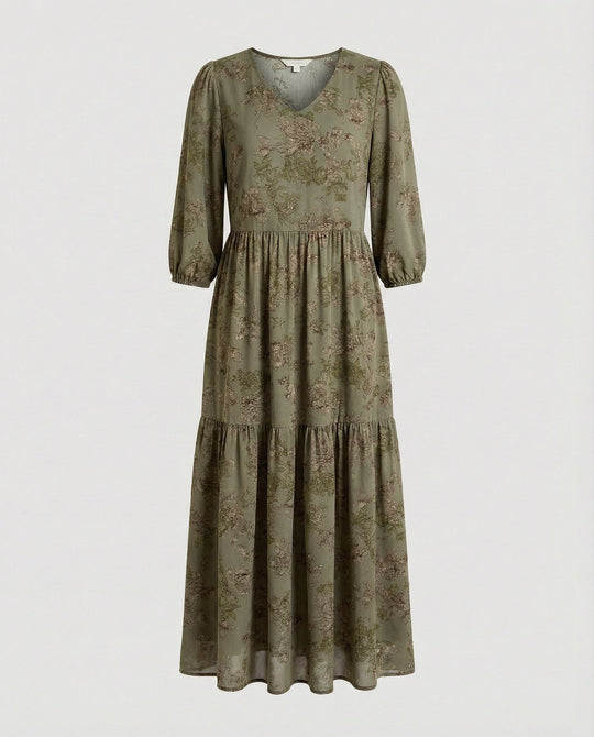 Damen Midikleid Sommer Stufenrock