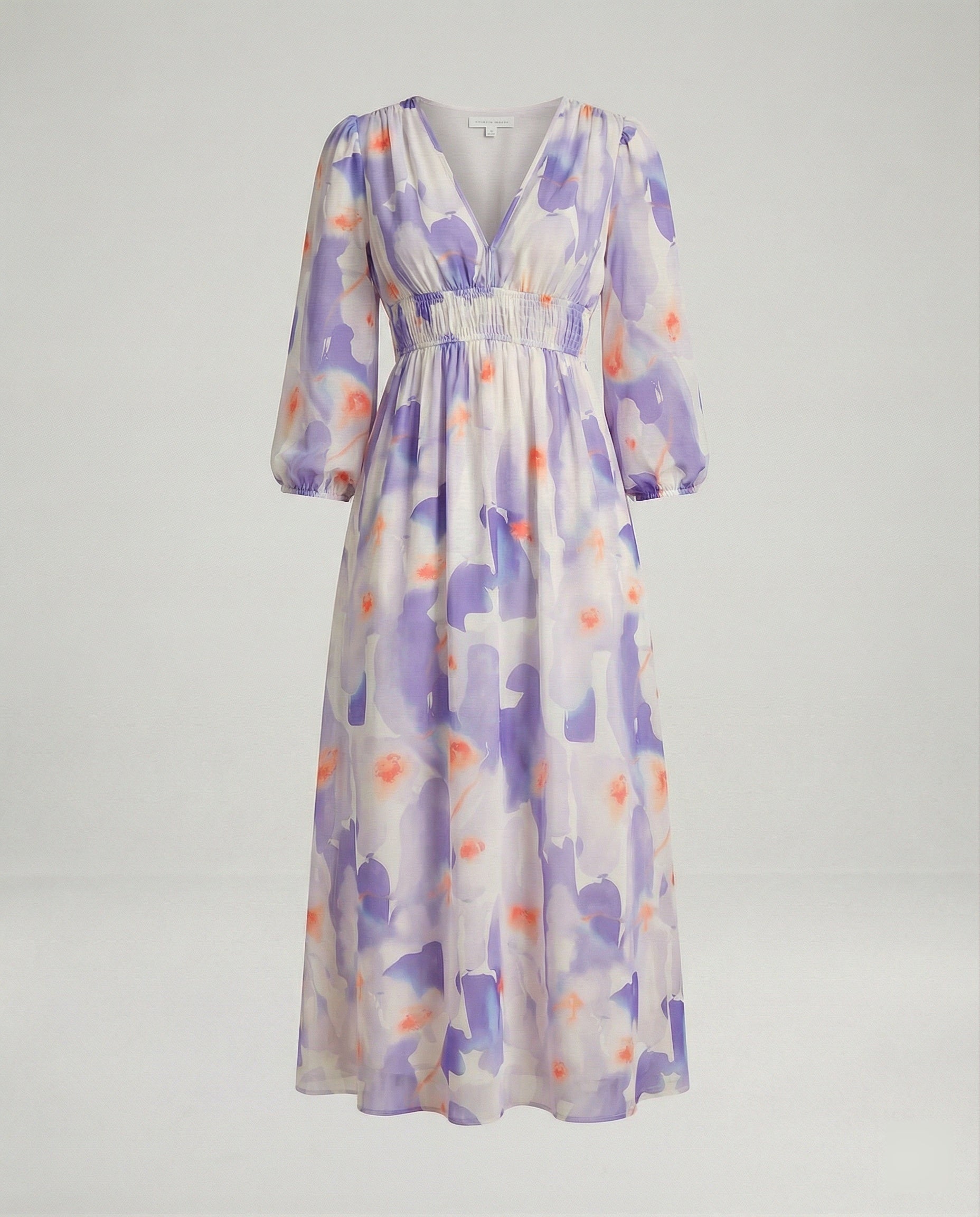 Damen Midikleid V-Ausschnitt Print