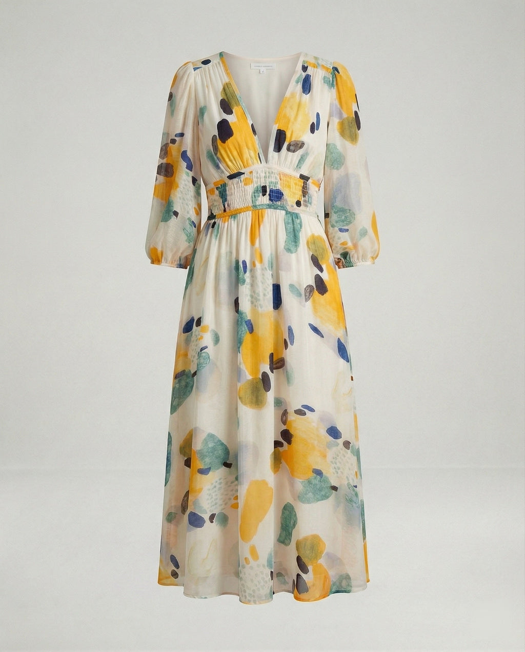 Damen Midikleid V-Ausschnitt Print