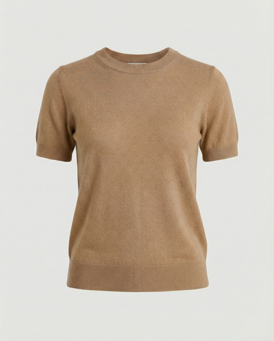 Damen Feinstrickpullover mit Kurzarmiger Silhouette und Weich Fließendem Material