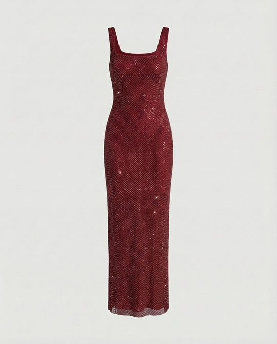 Damen funkelndes Abendkleid aus Netzstoff