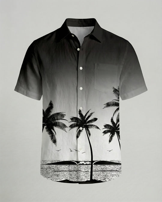 Kurzarm Hawaiihemd Herren Palmenprint