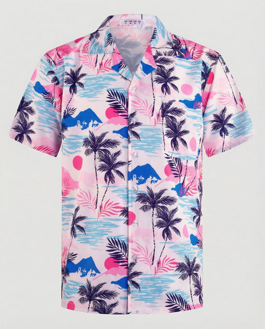 Kurzarm Hawaiihemd Herren Palmenprint