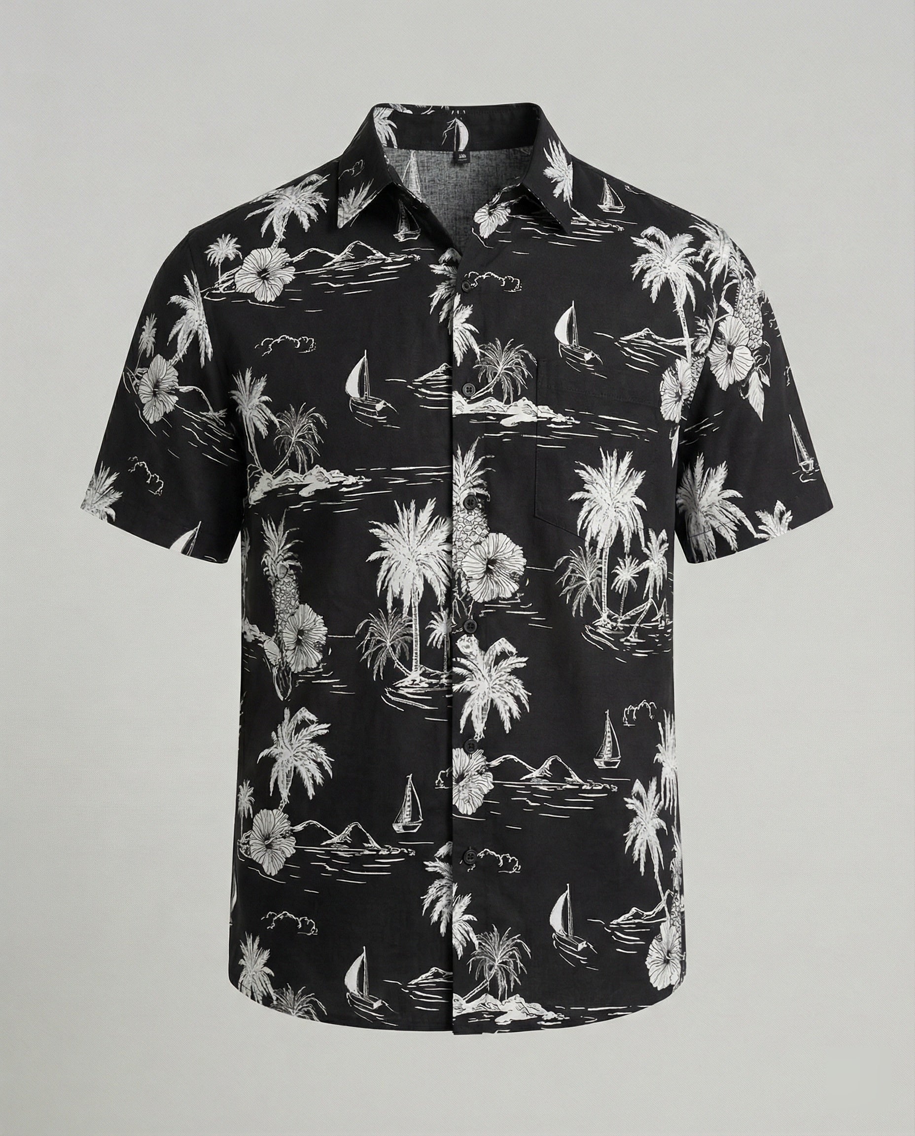 Kurzarm Hawaiihemd Herren Palmenprint