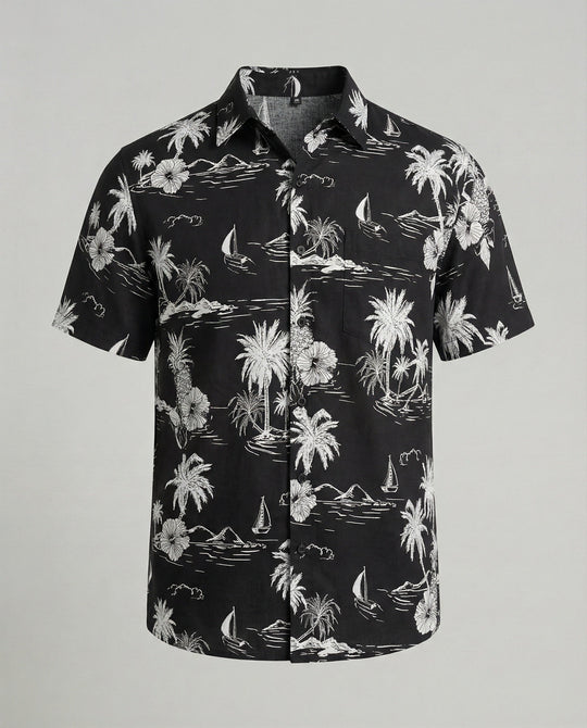 Kurzarm Hawaiihemd Herren Palmenprint