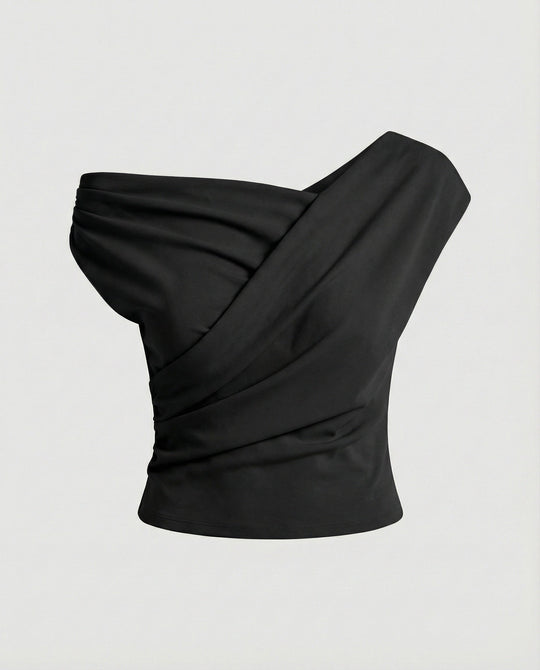 Damen Elegantes Drapiertes Oberteil mit asymmetrischem Schnitt