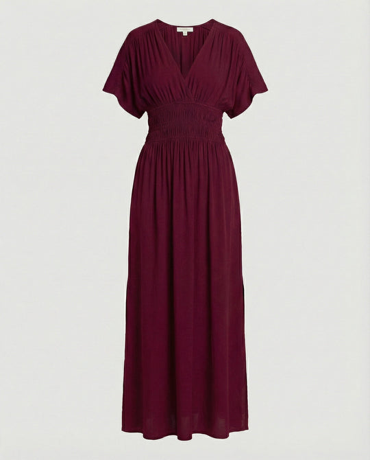 Damen Maxikleid Sommer V-Ausschnitt Schlitz