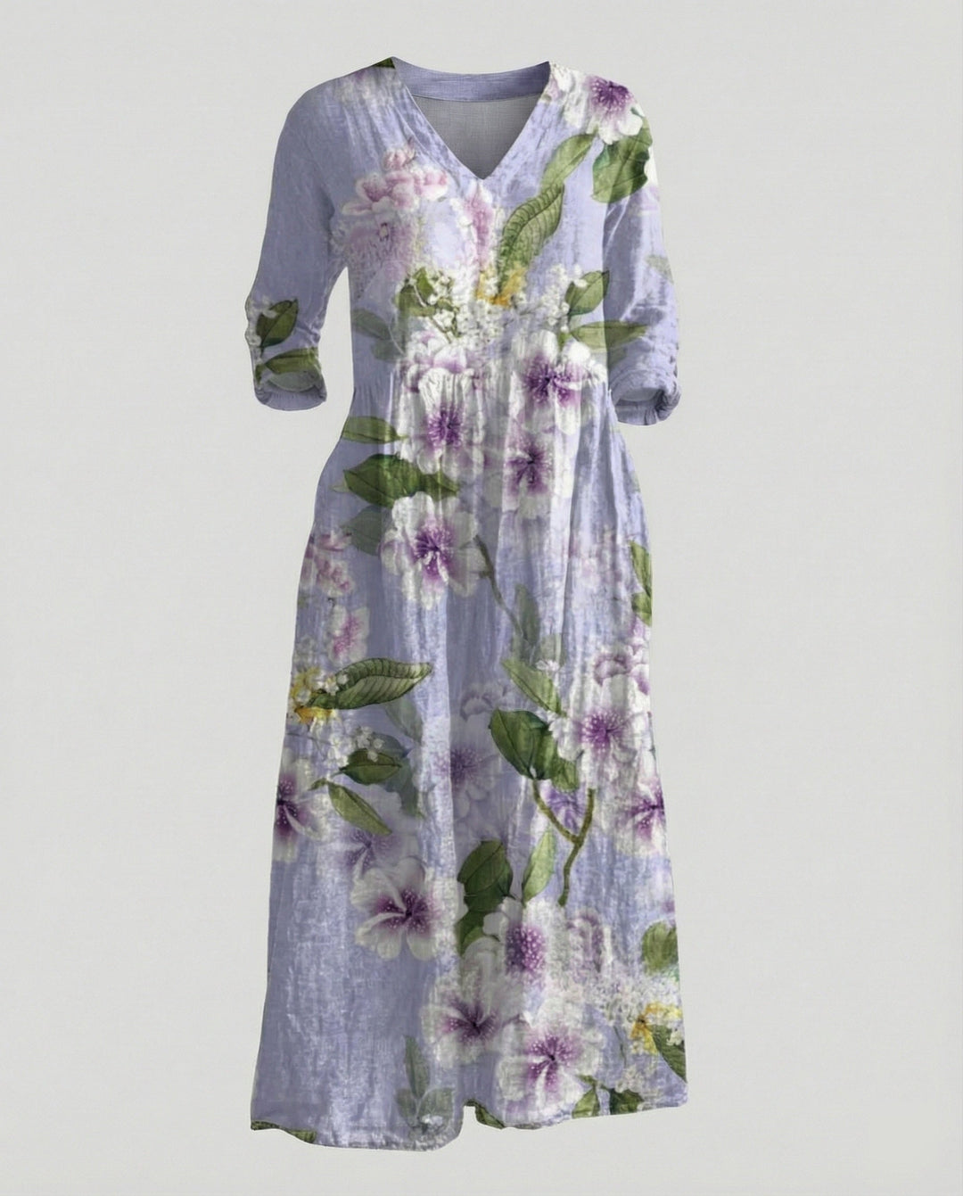 Damen Boho Maxikleid Sommer Leinenoptik