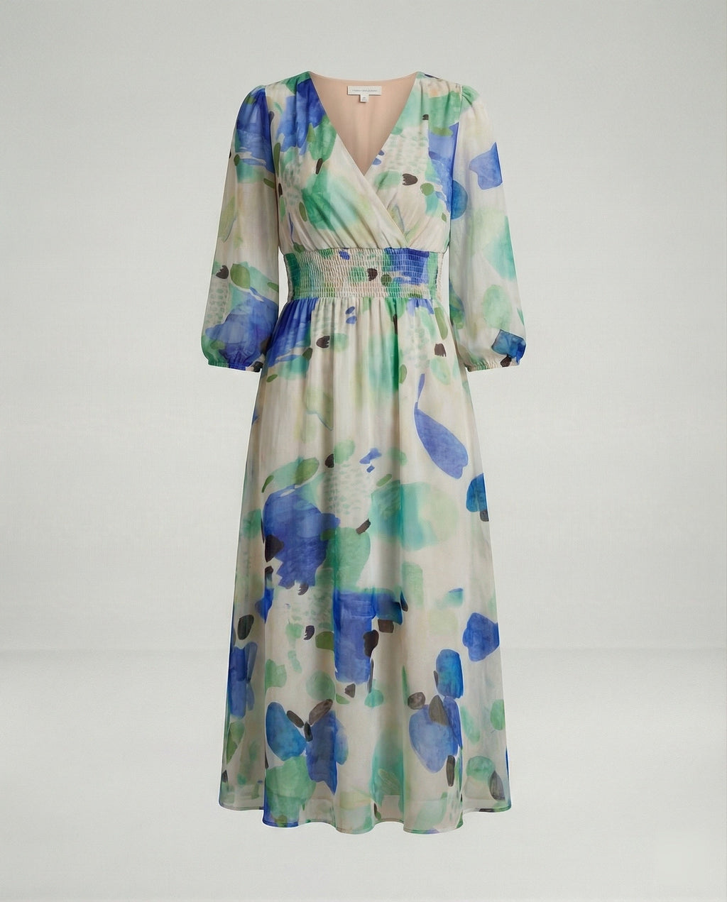 Damen Midikleid V-Ausschnitt Print