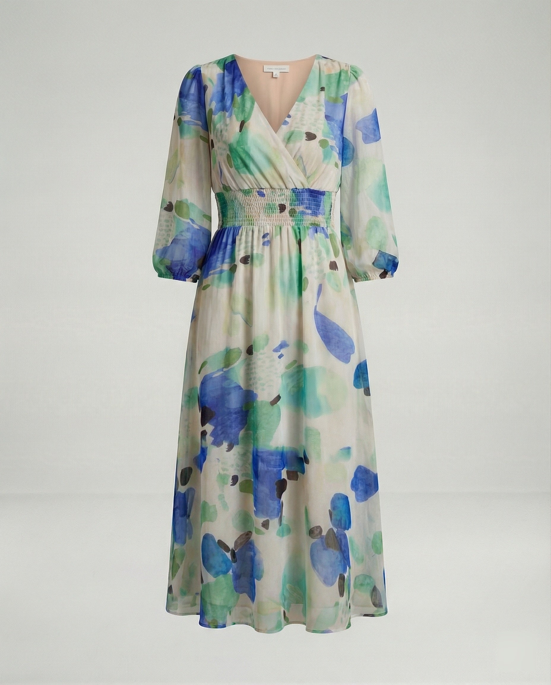 Damen Midikleid V-Ausschnitt Print