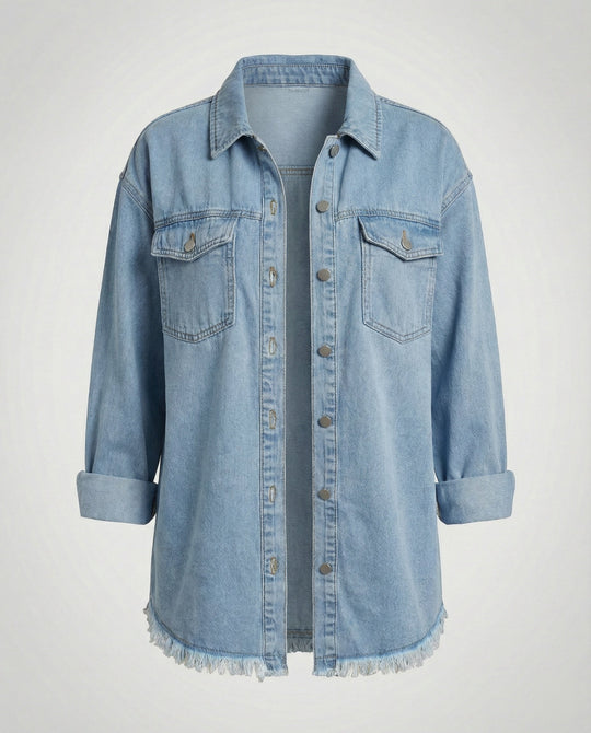 Damen Langarmhemd Jeansjacke Stil