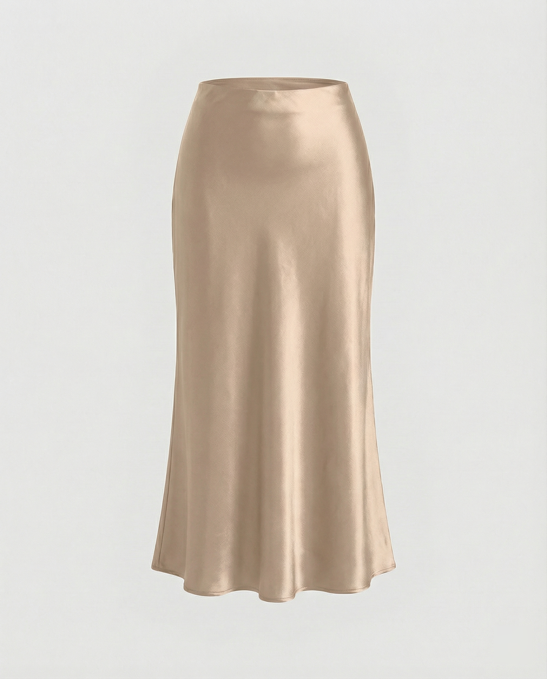 Damen eleganter Satin-Midirock mit fließendem Schnitt und hohem Bund