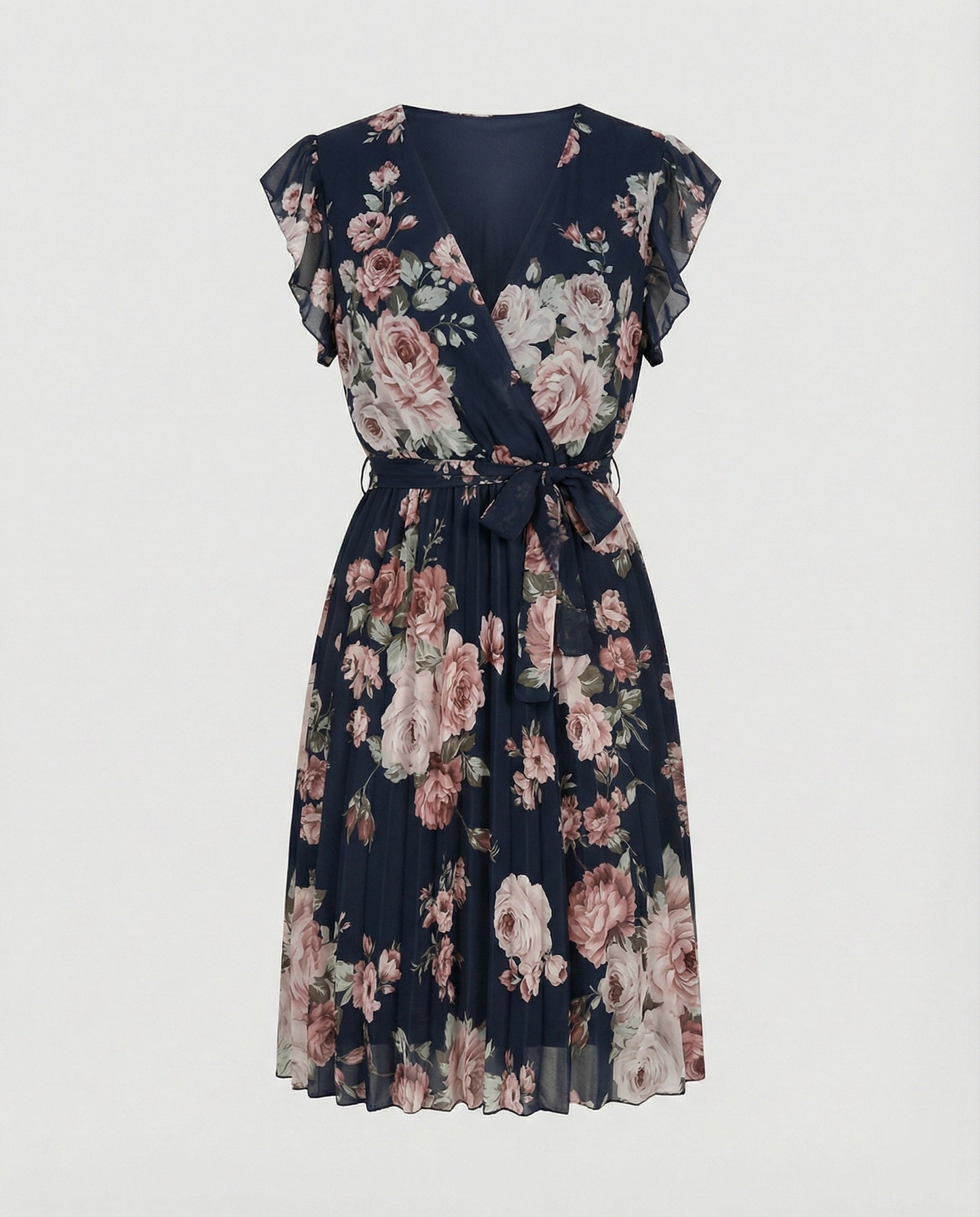 Damen Freizeitkleid Wickel mit Plissee