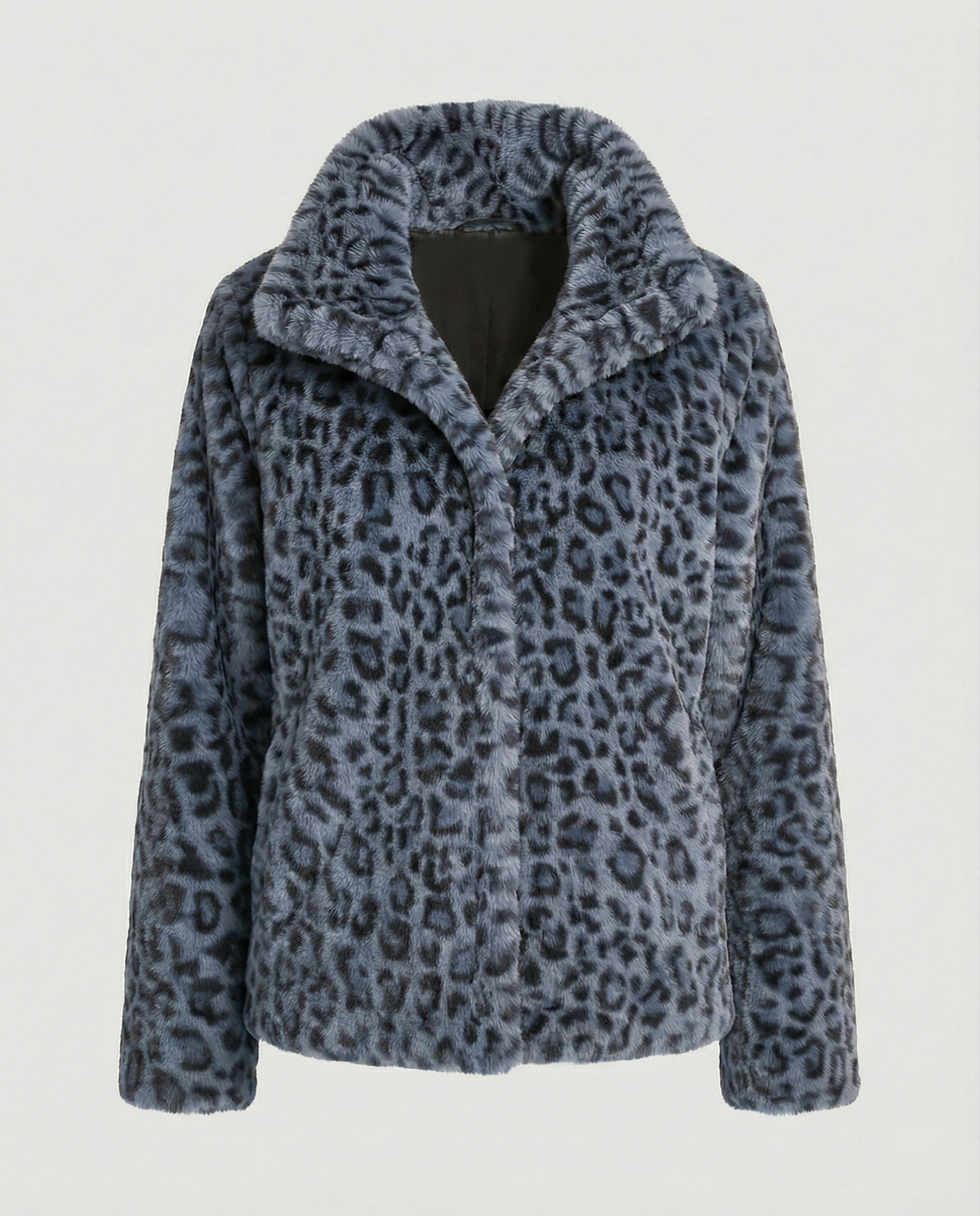 Mantel - Kunstpelz - Oversized Fit - Reverskragen - Leopardenprint