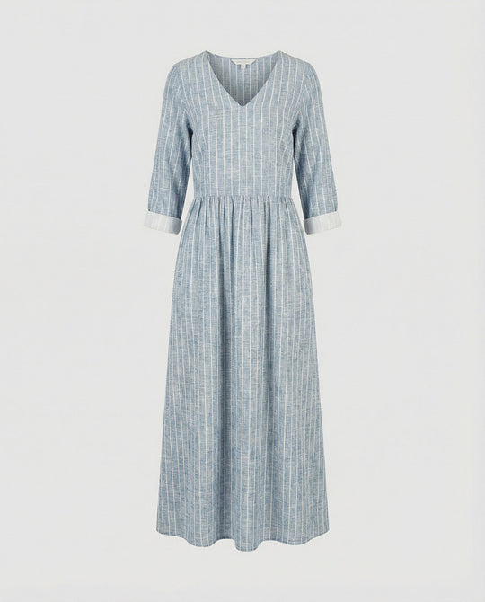 Damen Boho Maxikleid Sommer Leinenoptik