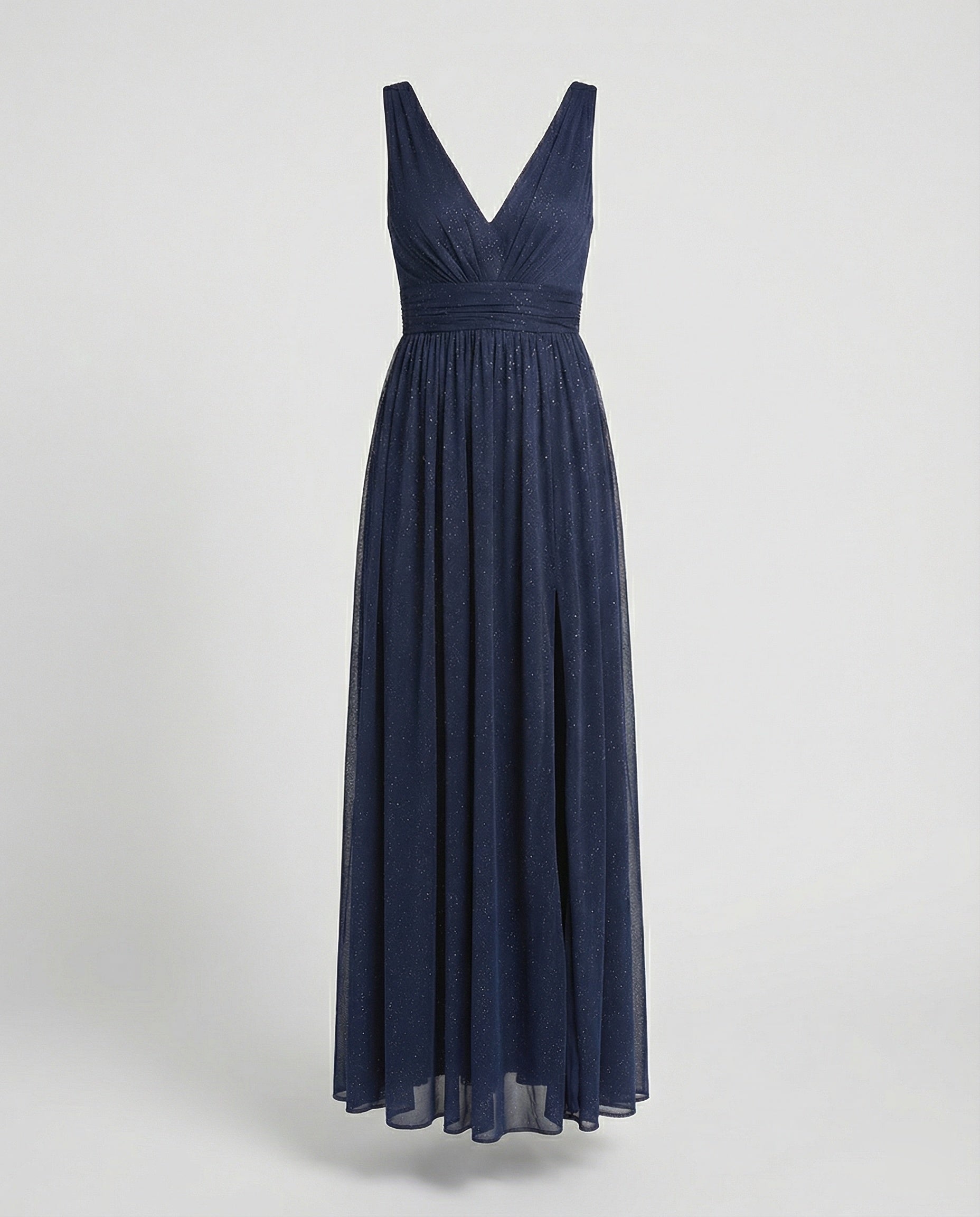 Abendkleid lang fließend mit V-Ausschnitt