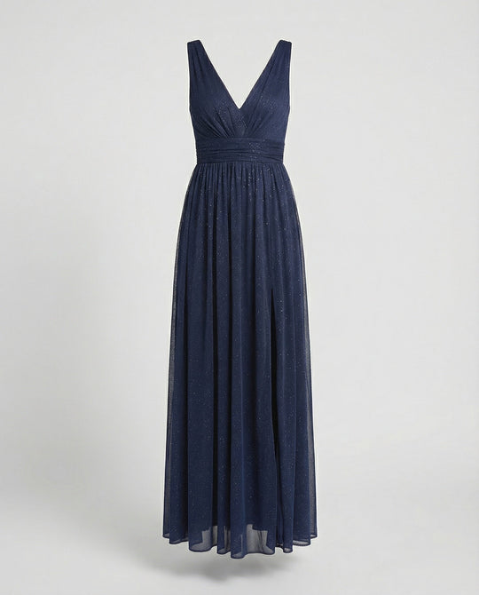 Abendkleid lang fließend mit V-Ausschnitt