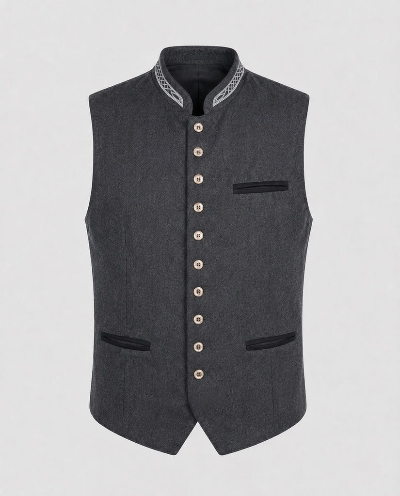 ShopNory - Elegante Herren Trachtenweste Grau Traditionell