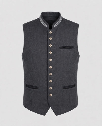 ShopNory - Elegante Herren Trachtenweste Grau Traditionell