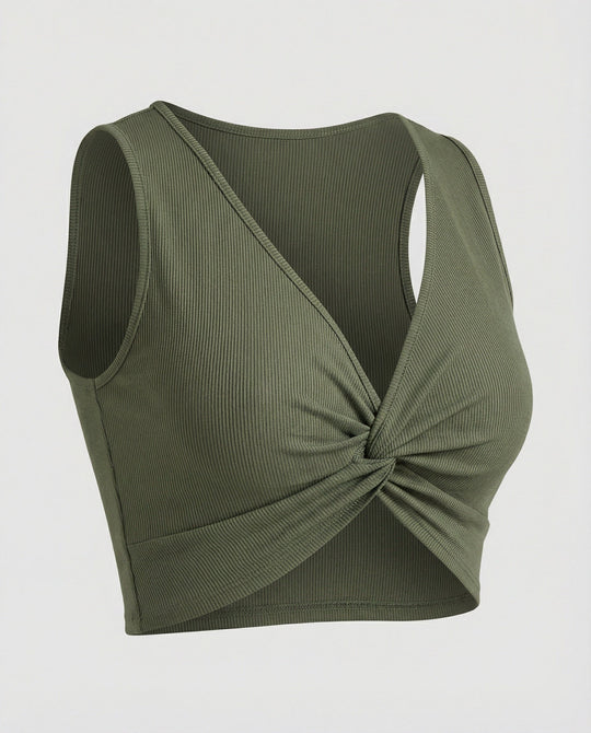 Damen Crop-Top mit elegantem Knoten und tiefem V-Ausschnitt