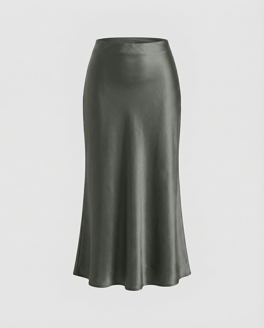 Damen eleganter Satin-Midirock mit fließendem Schnitt und hohem Bund