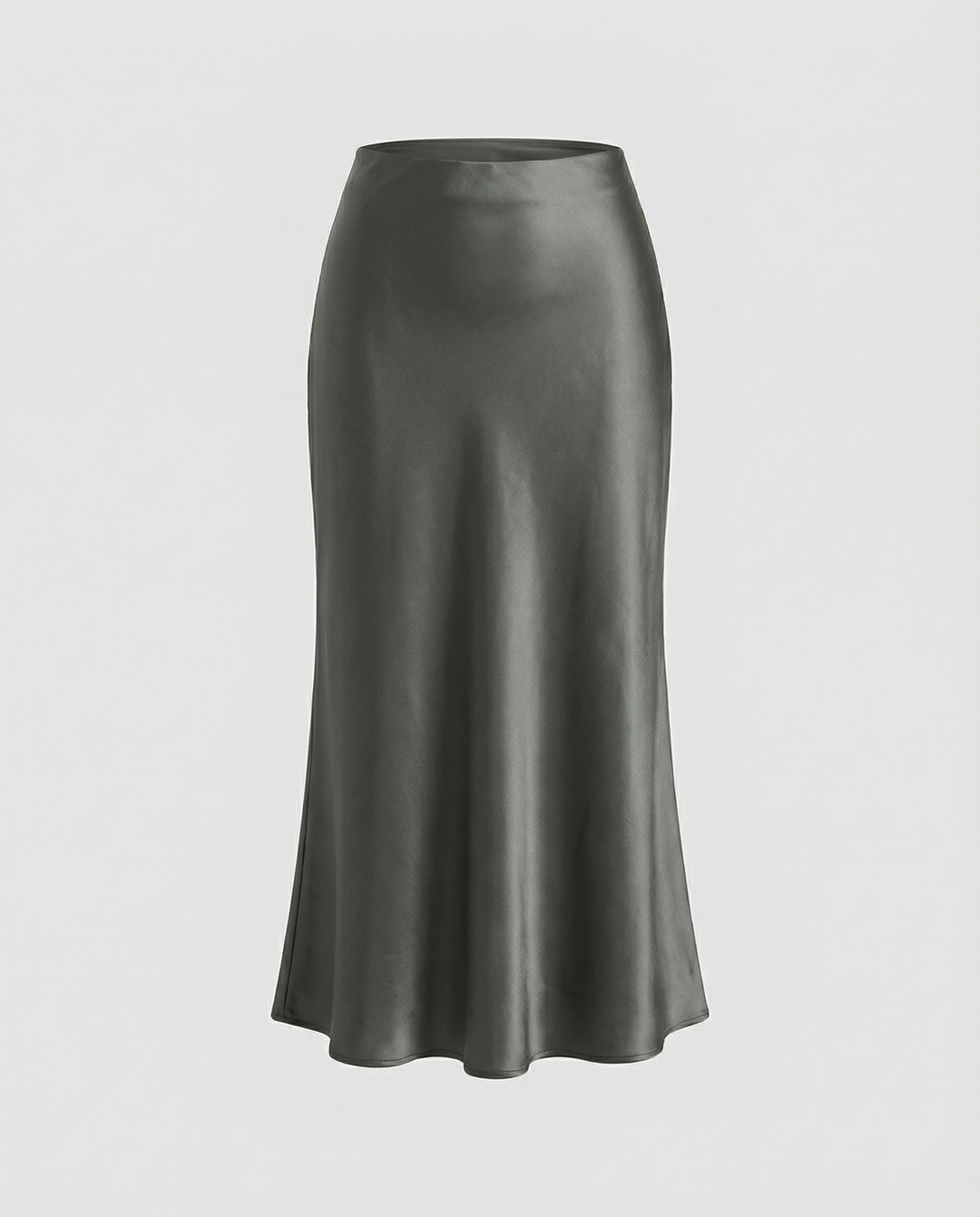 Damen eleganter Satin-Midirock mit fließendem Schnitt und hohem Bund