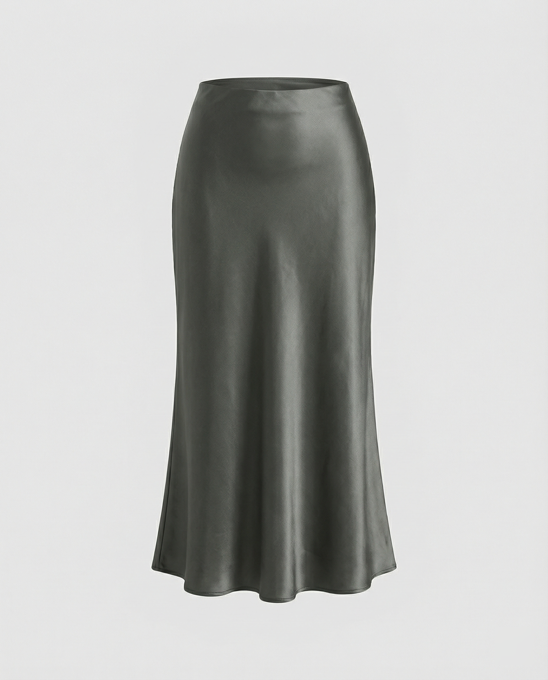 Damen eleganter Satin-Midirock mit fließendem Schnitt und hohem Bund
