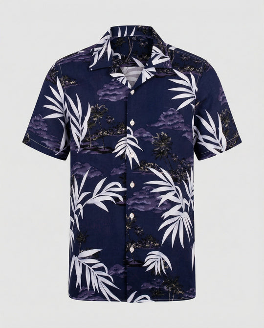 Kurzarm Hawaiihemd Herren Palmenprint