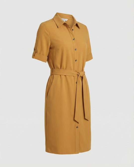 Knielanges Hemdblusenkleid Mit Taschen Damen
