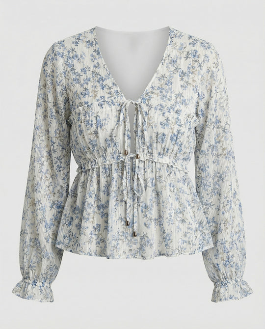 Bluse Damen Chiffon Schnürung