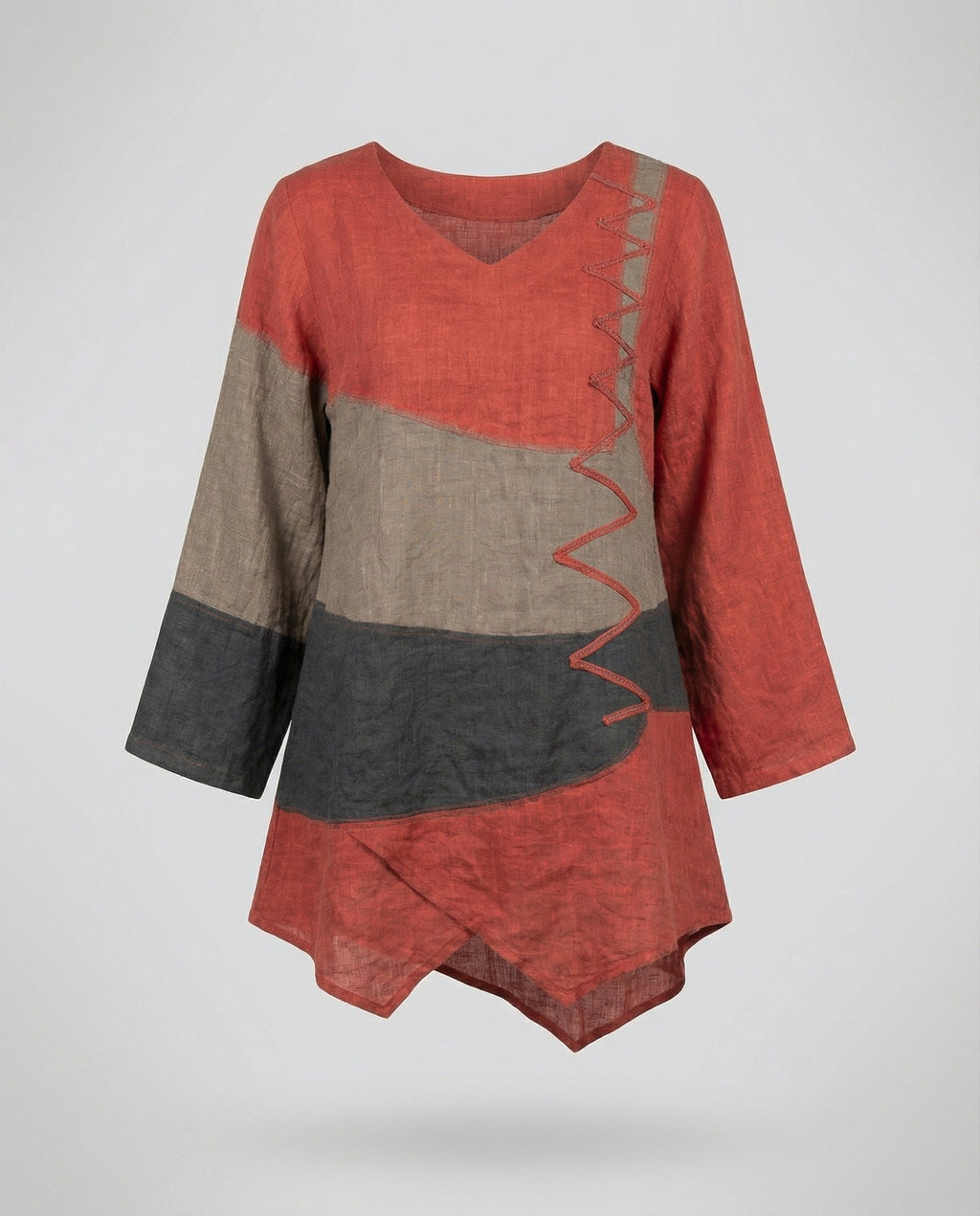 Modisch Dreifarbige Damenbluse
