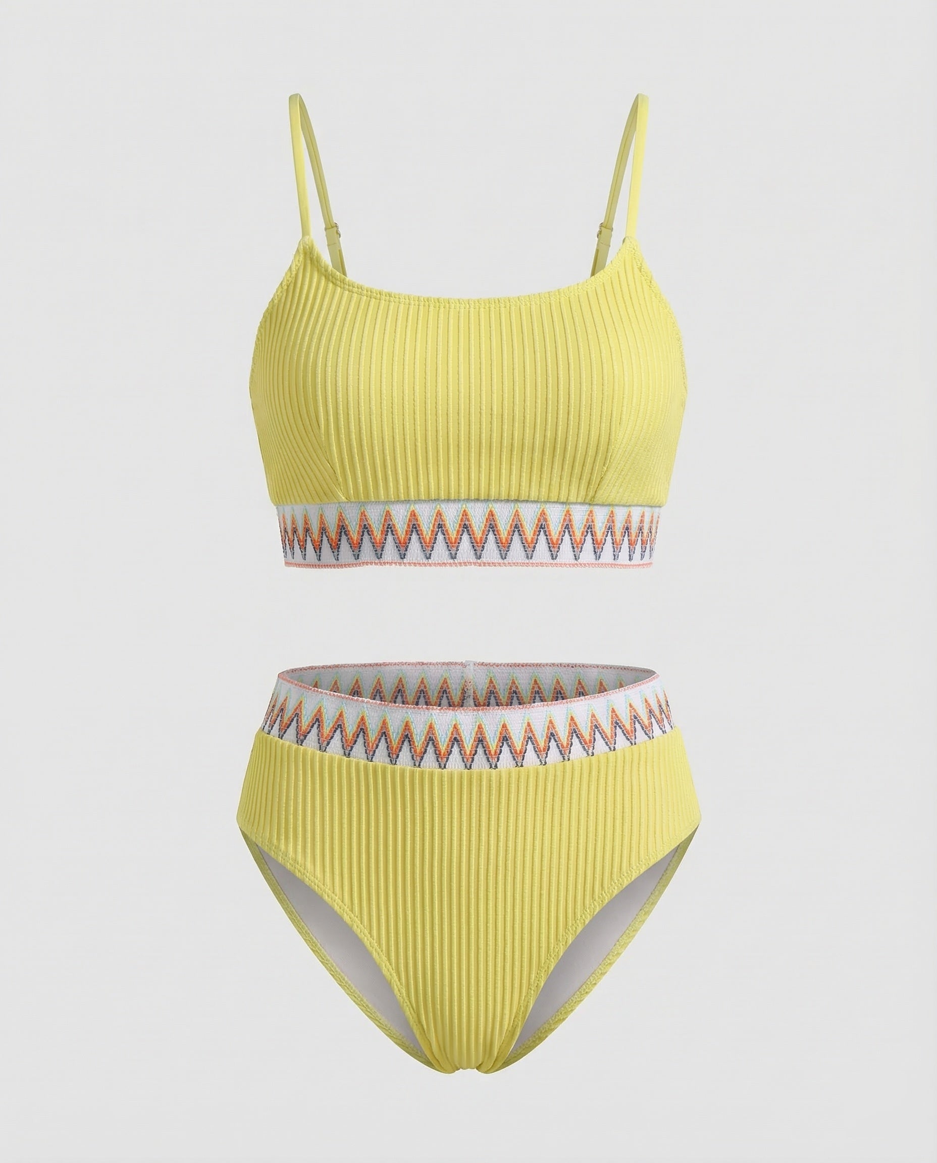 Damen Ripp-Zweiteiler Zickzack-Stickbund