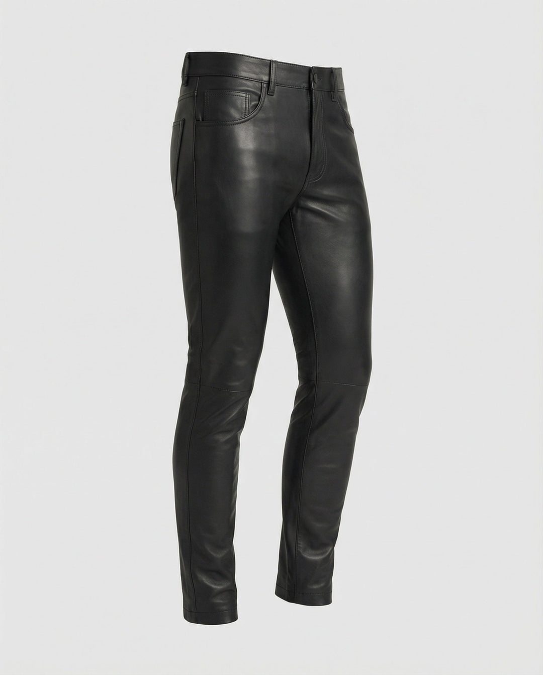Herren Kunstleder Hose Slim Fit