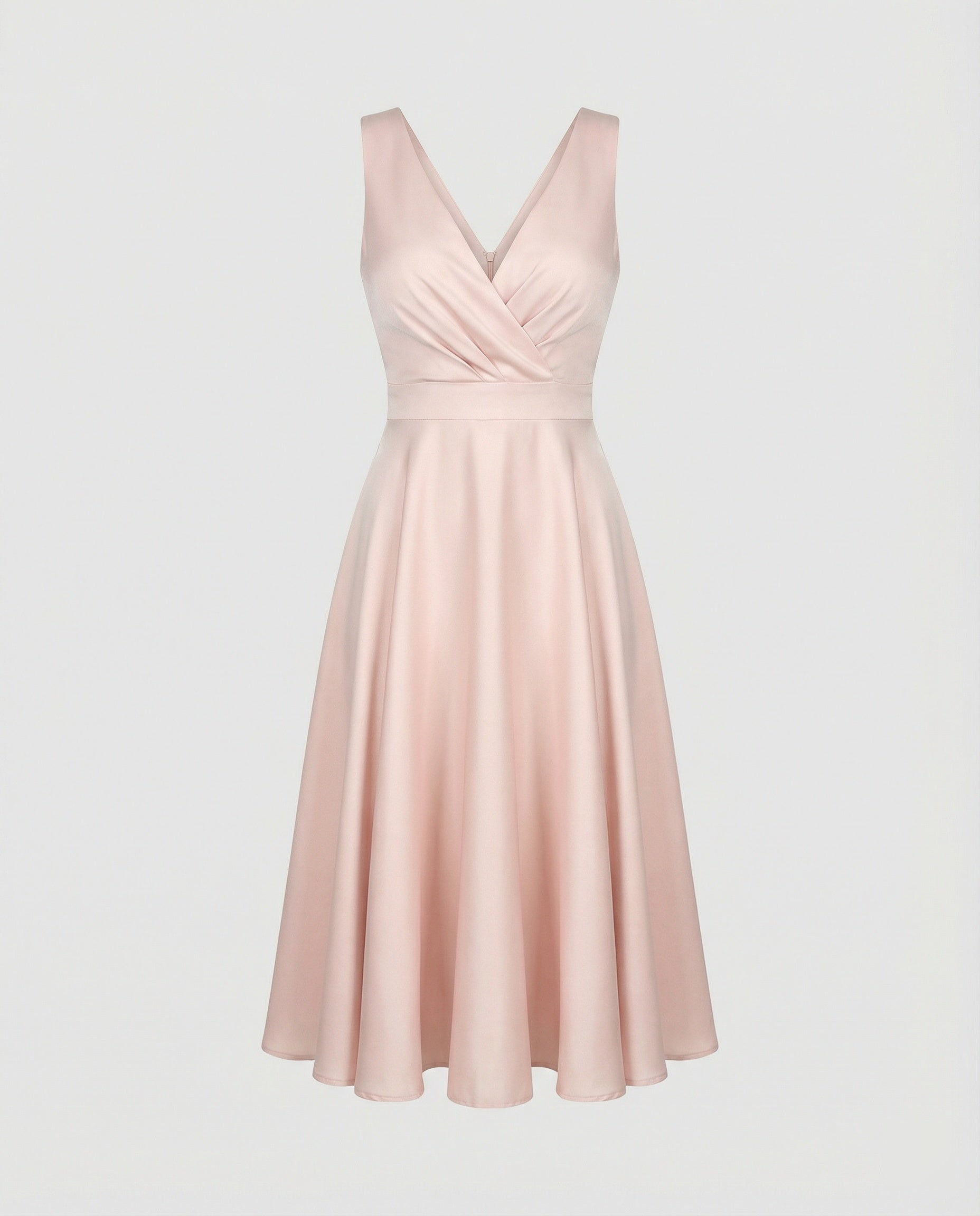 Midi-Kleid in A-Linie, Reißverschluss, Riemen, V-Ausschnitt, ärmellos, elegant, für Damen, Cocktailparty