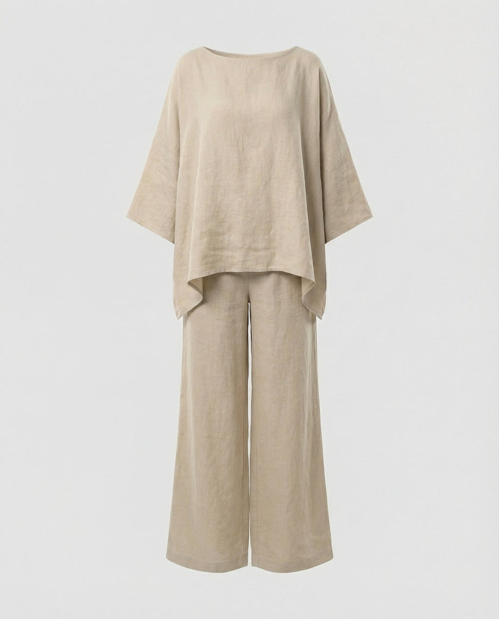 Leinen Zweiteiler Set Damen mit Palazzo-Hose
