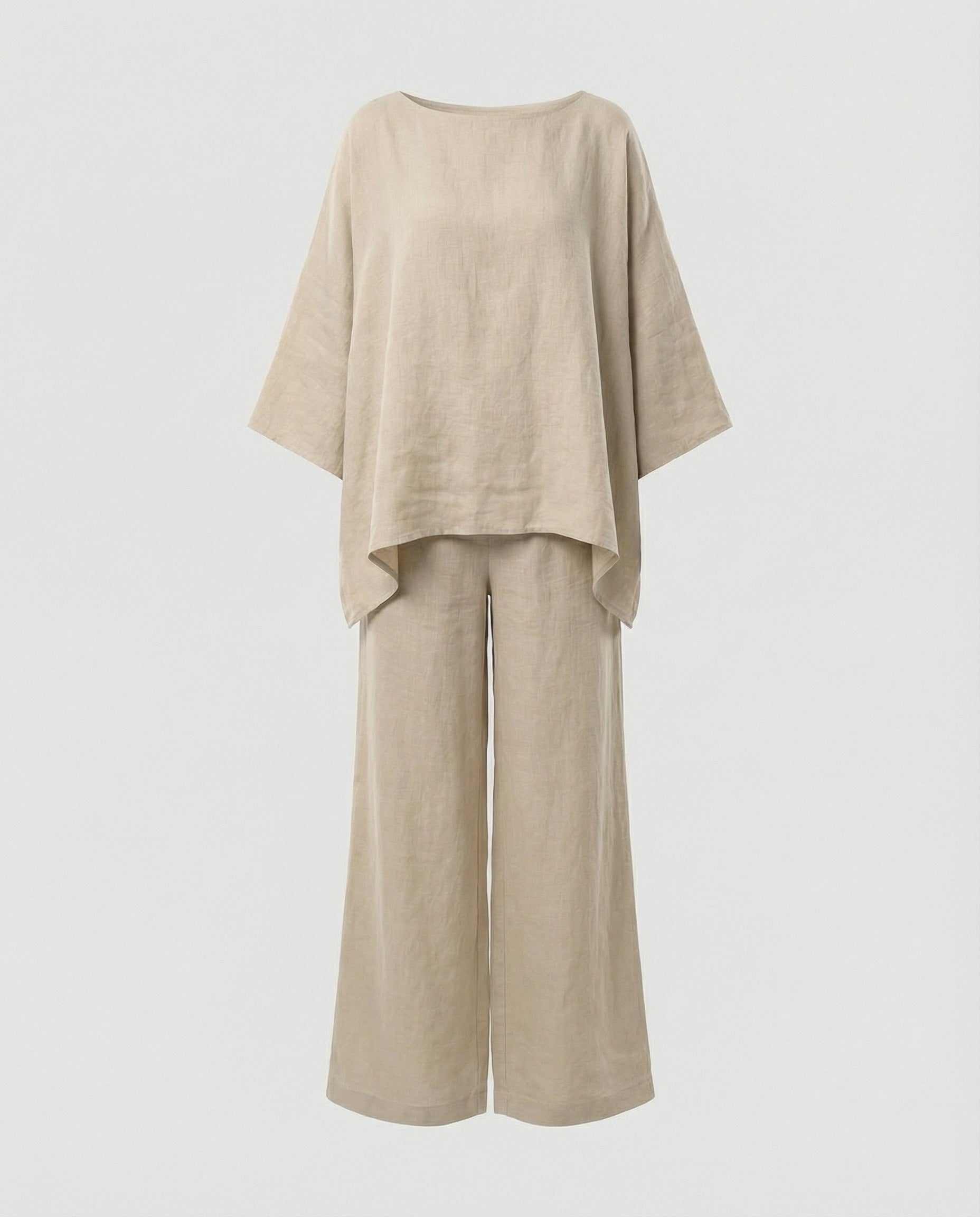 Leinen Zweiteiler Set Damen mit Palazzo-Hose