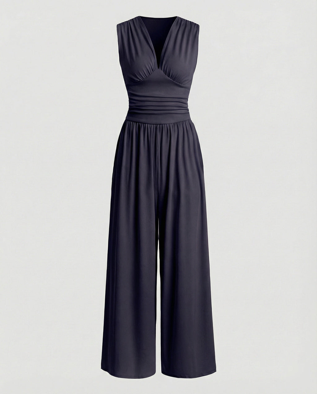Damen Jumpsuit mit schickem V-Ausschnitt und weitem Bein