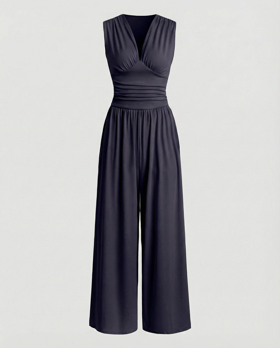 Damen Jumpsuit mit schickem V-Ausschnitt und weitem Bein