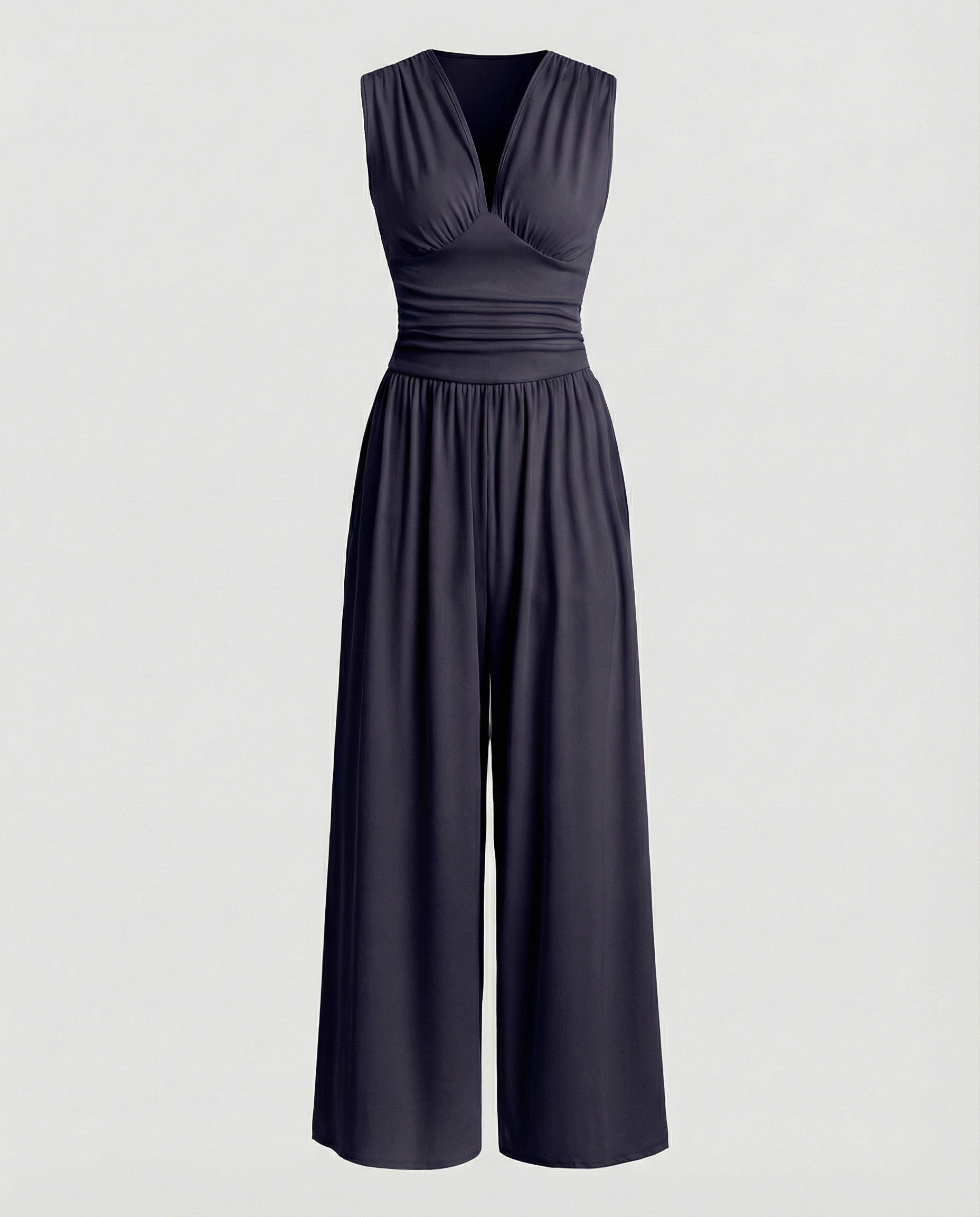 Damen Jumpsuit mit schickem V-Ausschnitt und weitem Bein