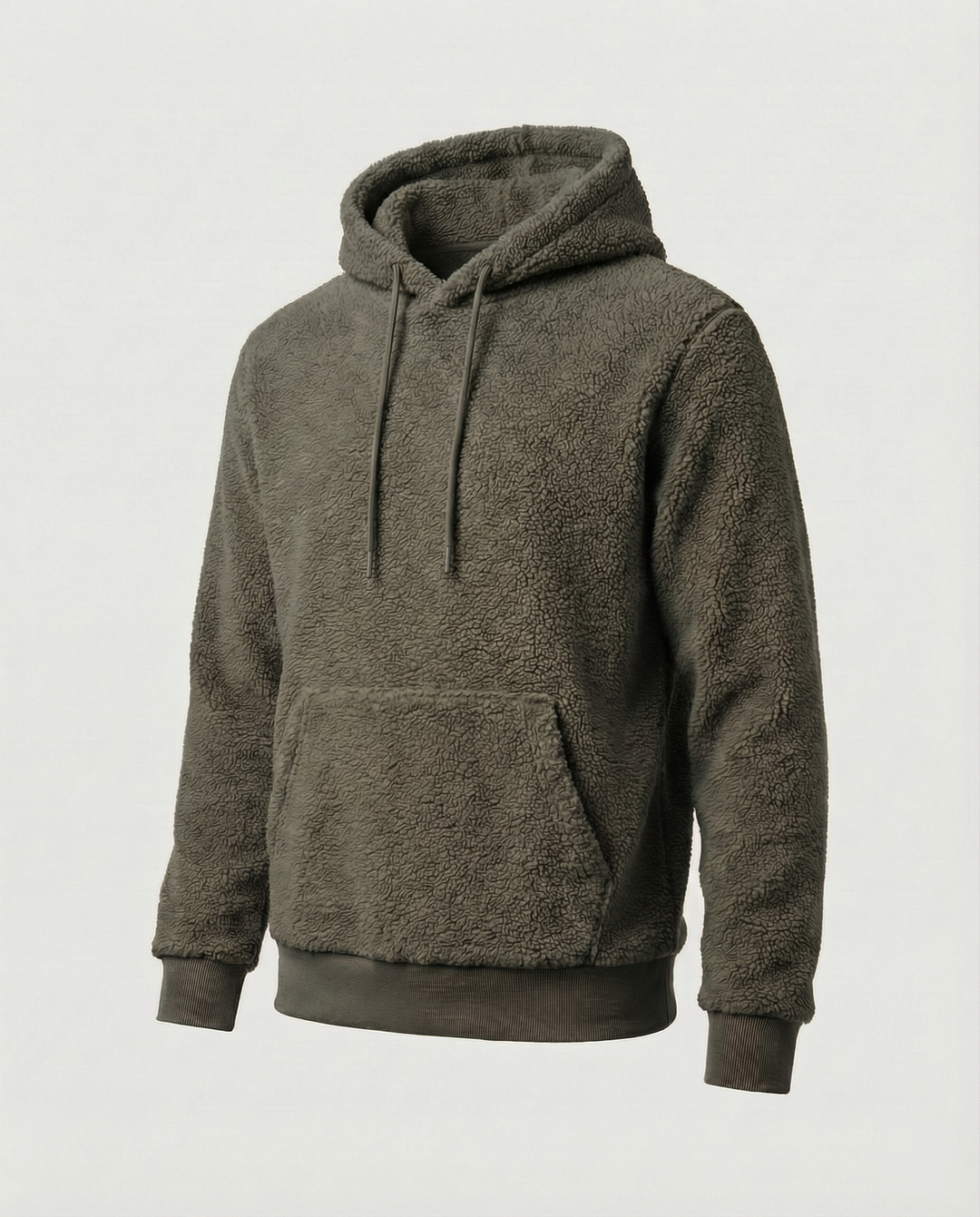 Herren Kuscheliger Teddy-Pullover mit Kapuze und elastischem Bund