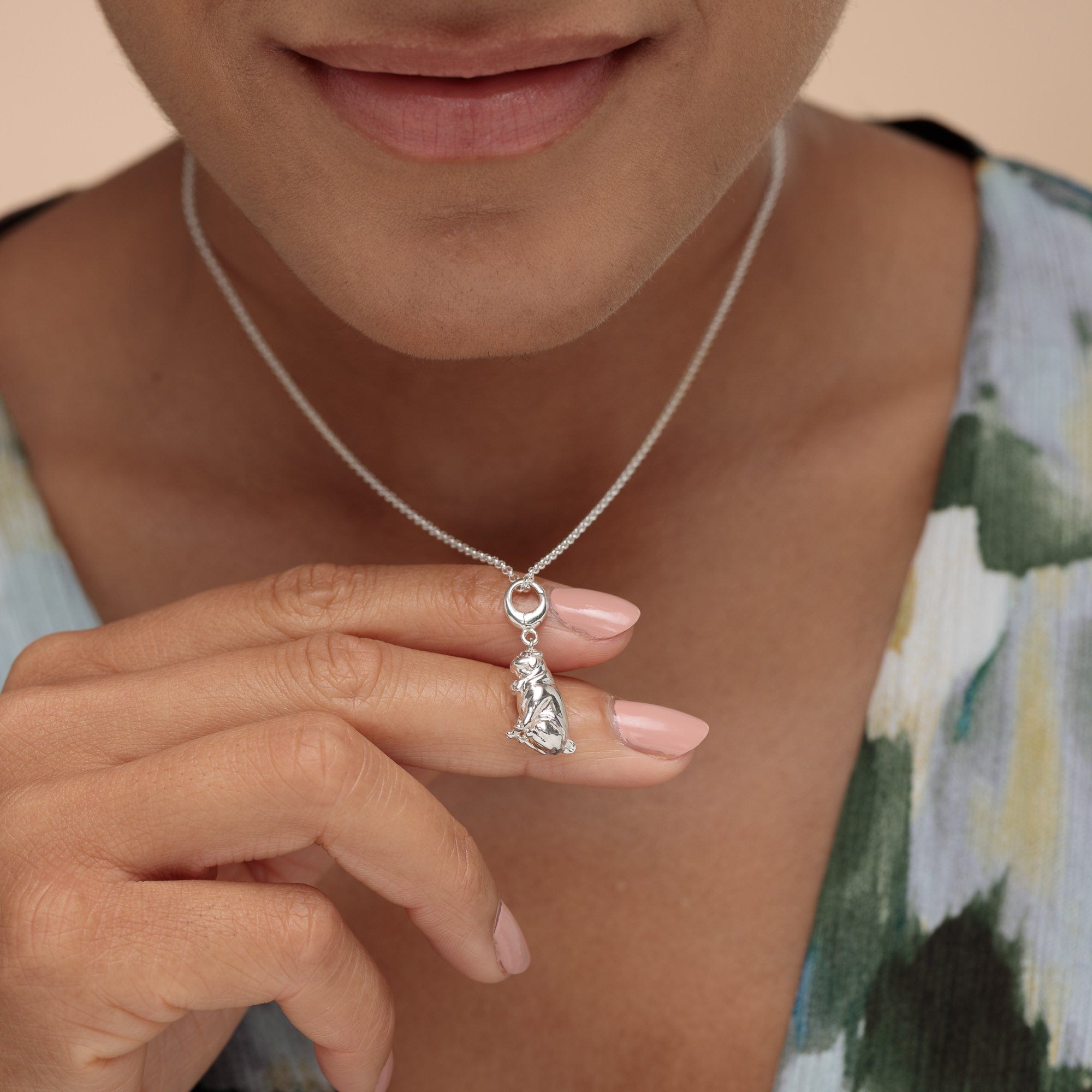 Silber Pug Charm Halskette | Shop Nory