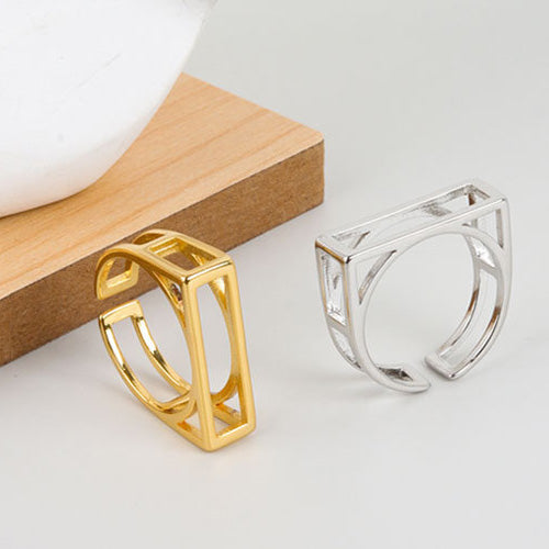 Rechteckiger Hohler Geometrischer Ring | Shop Nory