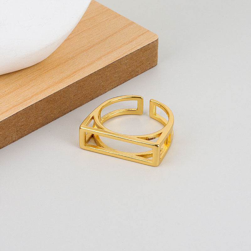 Rechteckiger Hohler Geometrischer Ring | Shop Nory