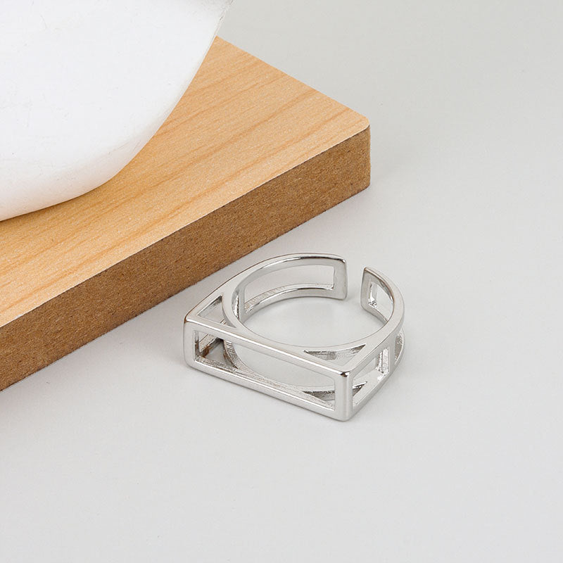 Rechteckiger Hohler Geometrischer Ring | Shop Nory