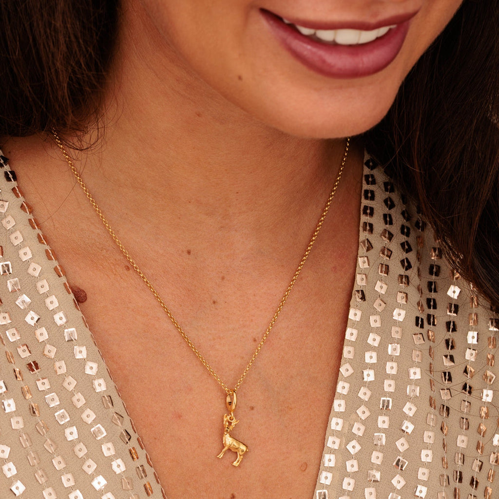 Gold Weihnachtsrentier Charm Halskette | Shop Nory