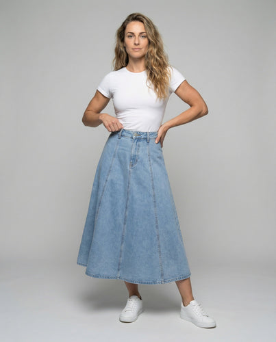 Damen Klassische Bahnen-Design Denim Jeansrock