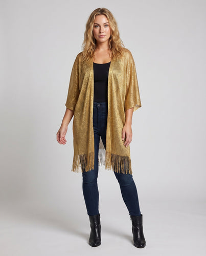 Damen Kimono-Strandponcho Fransen Fledermausärmel